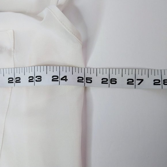 Bisou Bisou Off White Sheer Hidden Button Flowy Front Pockets Blouse Top Size XL - Picture 4 of 8
